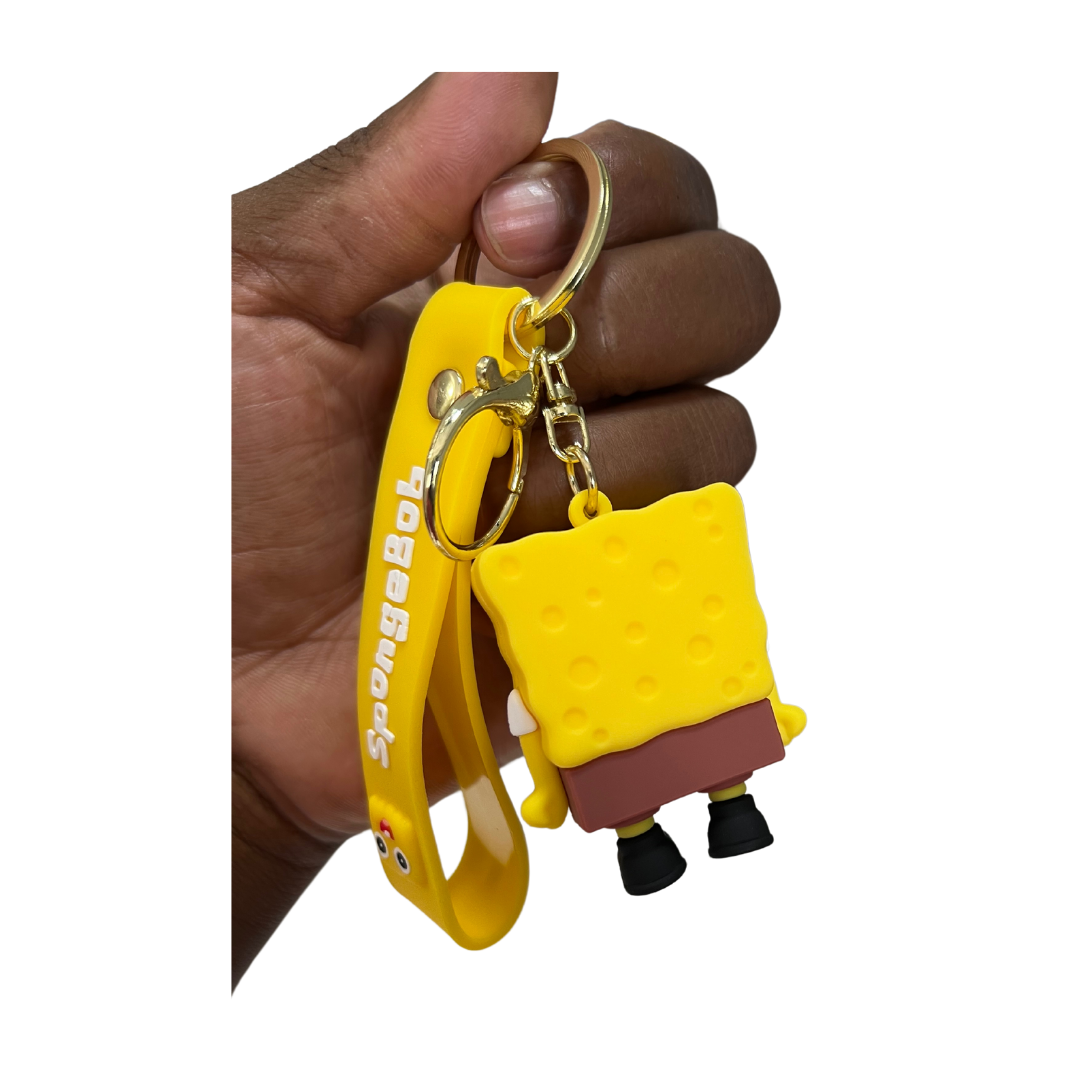 SpongeBob SquarePants Character Keychains with Wristlet - Perfect Gift for Kids & Adults - SpongeBob Blushing