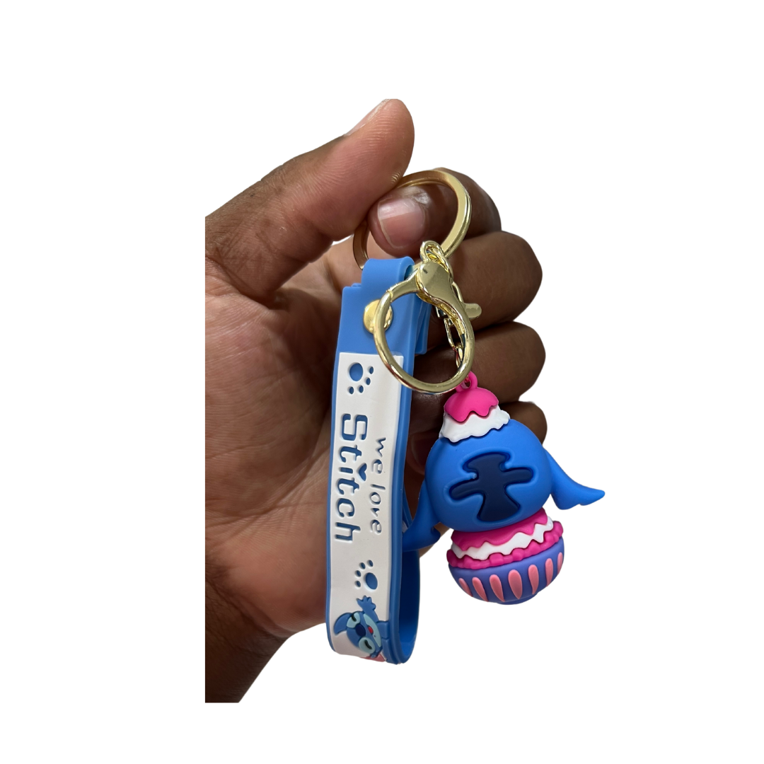 Adorable Stitch Cartoon Character Keychains- Great Gift & Accessories for Any Age - Pink Cake