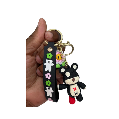 Spooky Teddy Bear Keychain with Wristlet – Fun and Creepy Accessory