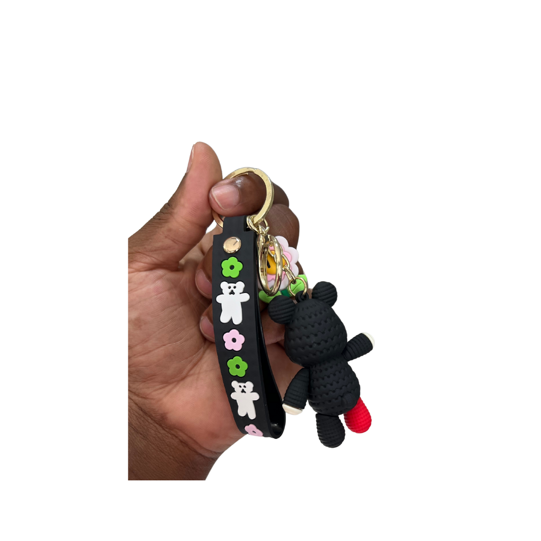 Spooky Teddy Bear Keychain with Wristlet – Fun and Creepy Accessory