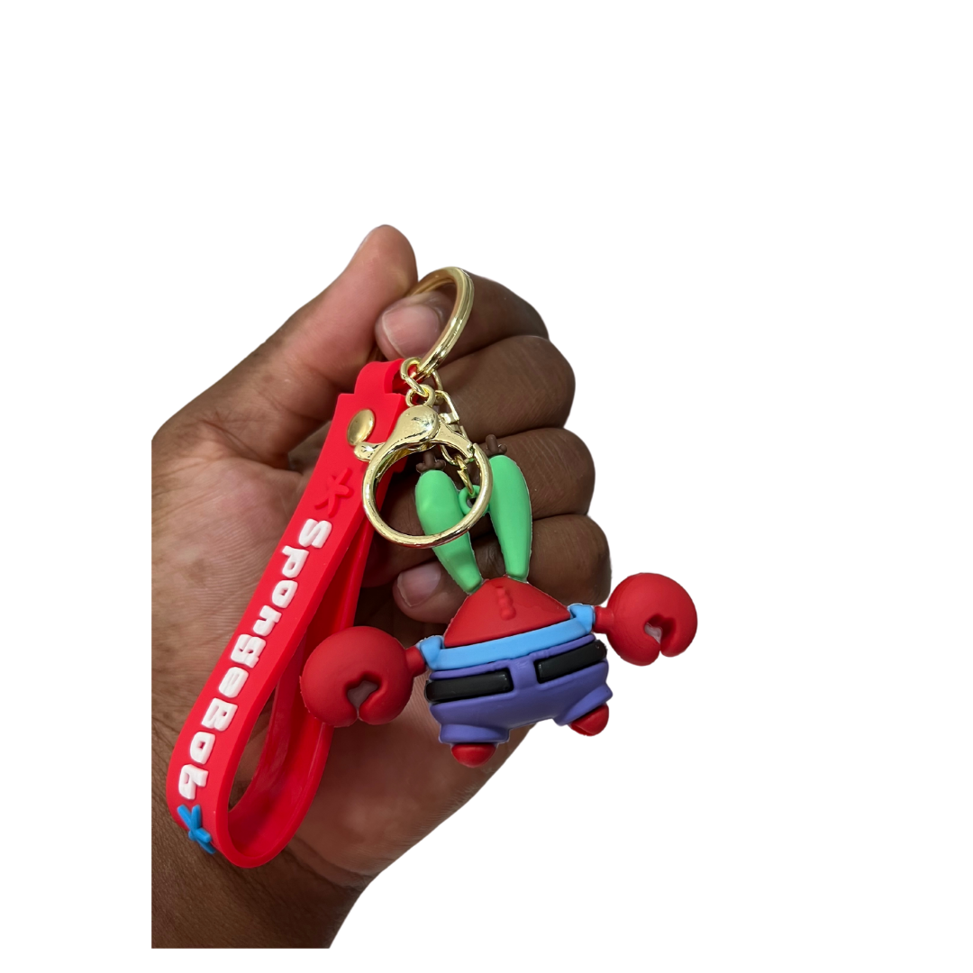 SpongeBob SquarePants Character Keychains with Wristlet - Perfect Gift for Kids & Adults - Mr. Crab