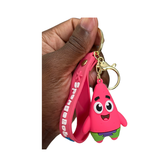 SpongeBob SquarePants Character Keychains with Wristlet - Perfect Gift for Kids & Adults - Young Patrick