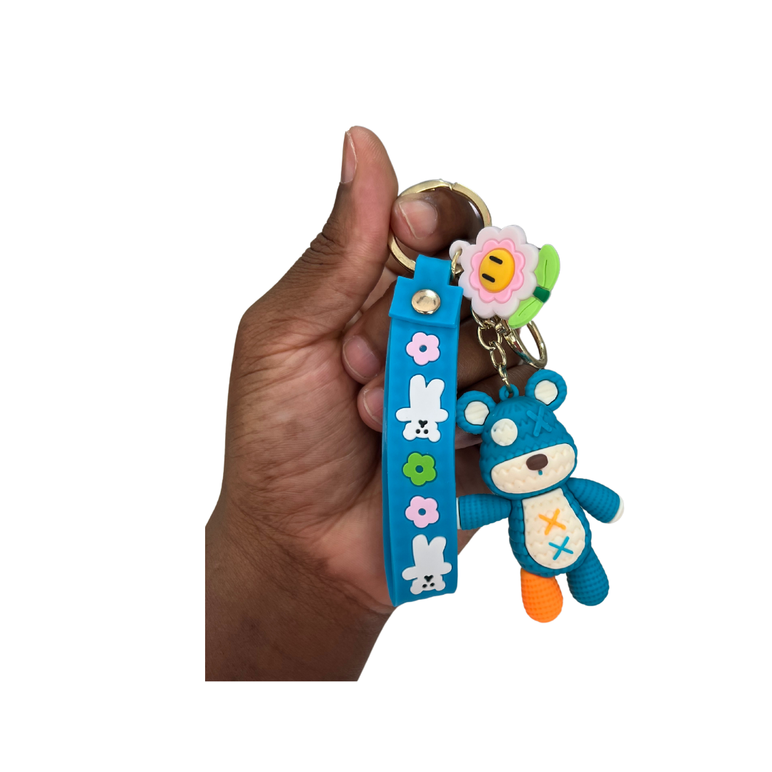 Spooky Teddy Bear Keychain with Wristlet – Fun and Creepy Accessory