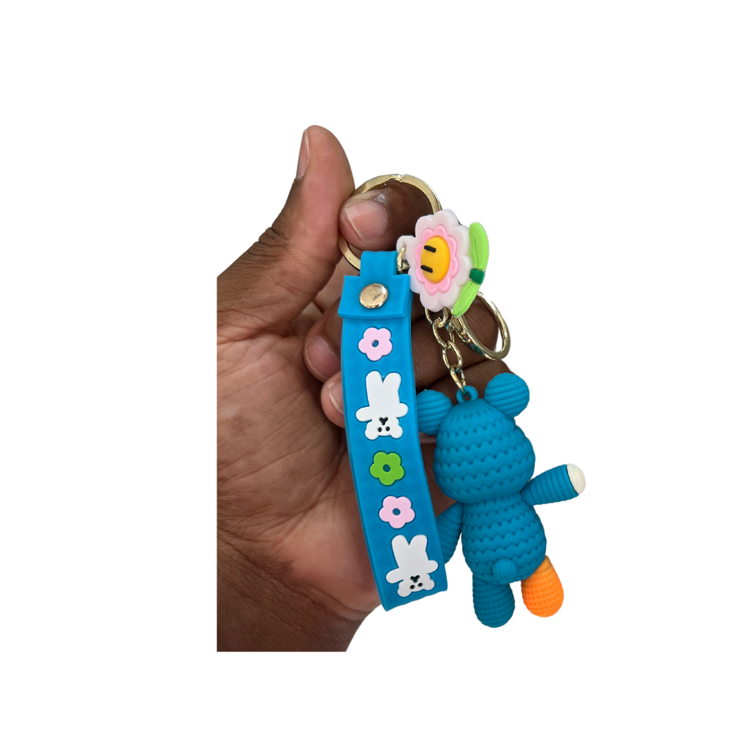 Spooky Teddy Bear Keychain with Wristlet – Fun and Creepy Accessory