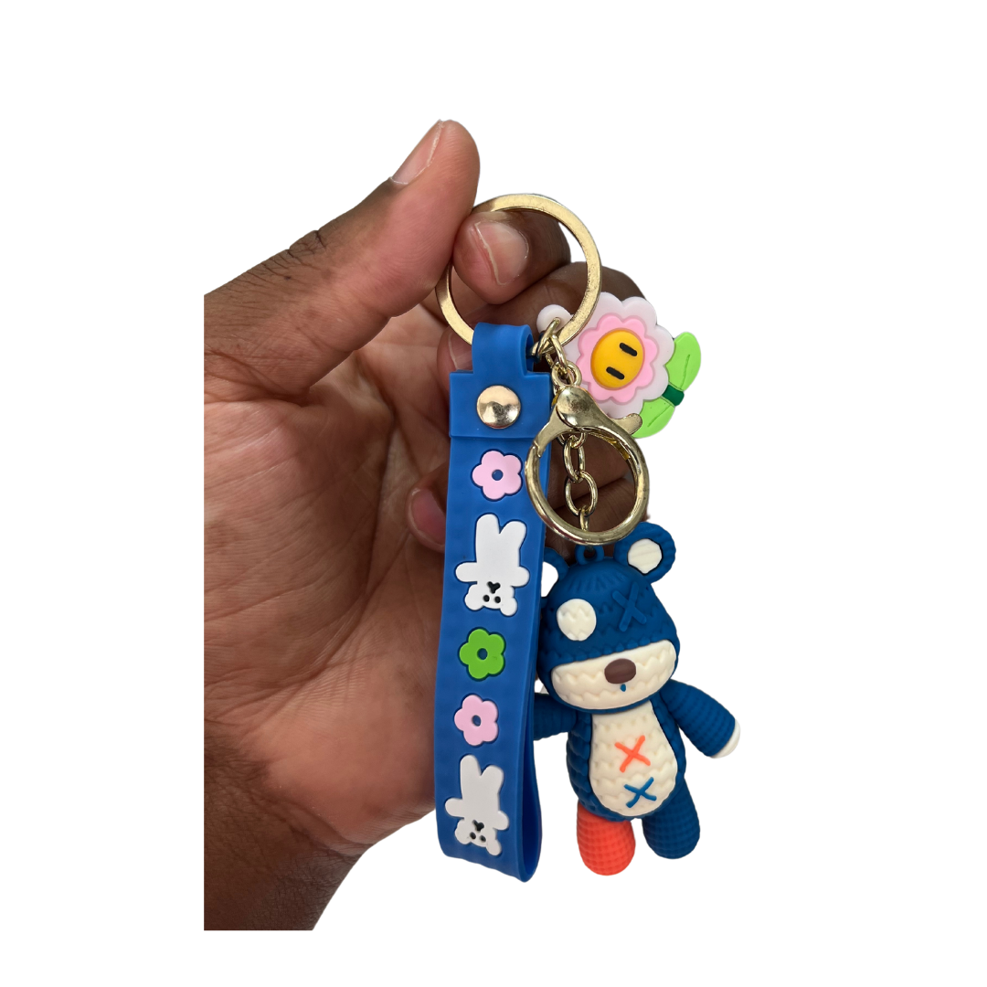 Spooky Teddy Bear Keychain with Wristlet – Fun and Creepy Accessory