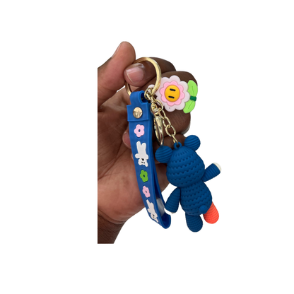 Spooky Teddy Bear Keychain with Wristlet – Fun and Creepy Accessory