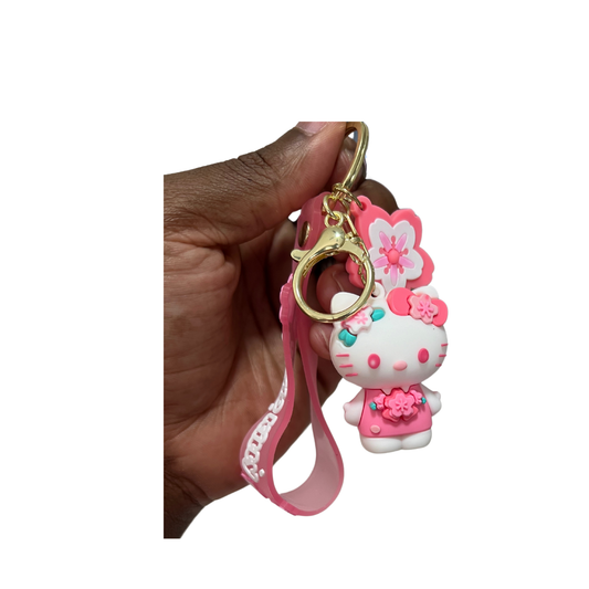 Hello Kitty Pink Pedals Charm Keychain – Perfect for Fans!