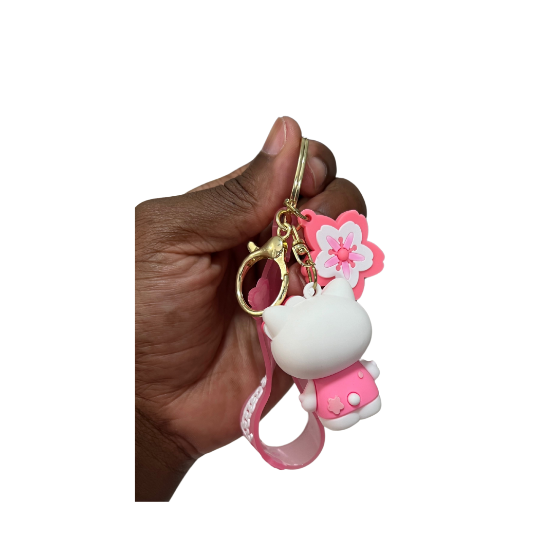 Hello Kitty Pink Pedals Charm Keychain – Perfect for Fans!