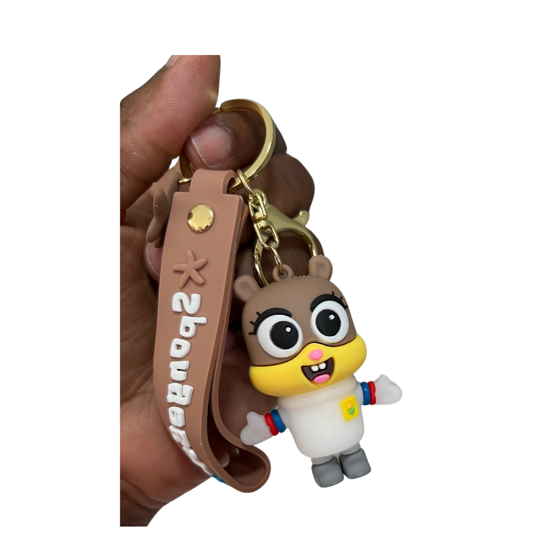 SpongeBob SquarePants Character Keychains with Wristlet - Perfect Gift for Kids & Adults - Sandy Cheeks