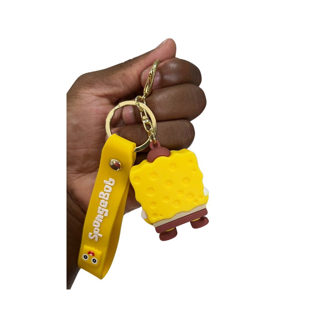 Sponge Key Chain SpongeBob SquarePants Character Keychains with Wristlet - Perfect Gift ...