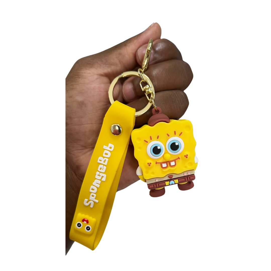 Sponge Key Chain SpongeBob SquarePants Character Keychains with Wristlet - Perfect Gift ...