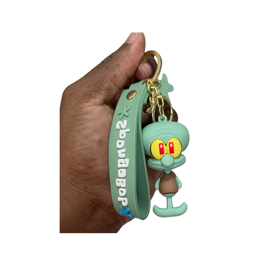 SpongeBob SquarePants Character Keychains with Wristlet - Perfect Gift for Kids & Adults - Squidward