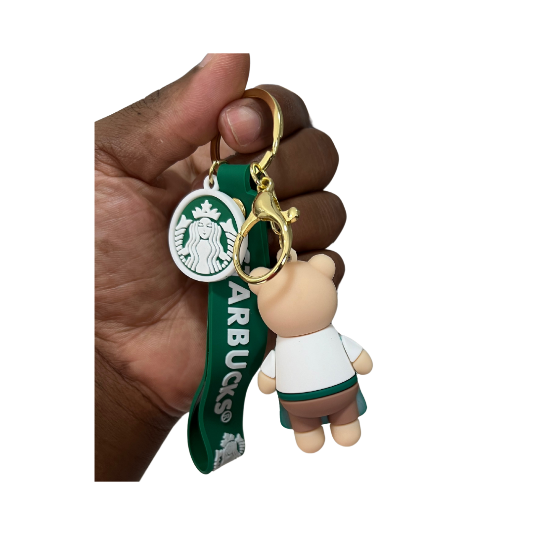 Cute & Trendy Starbucks Bear Keychain Accessories - Perfect Gift for Coffee Fans and Collectors