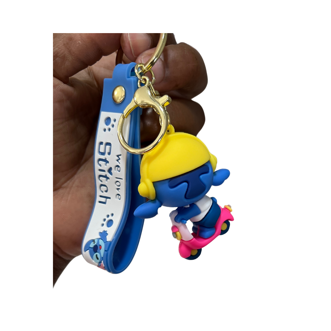 Adorable Stitch Cartoon Character Keychains- Great Gift & Accessories for Any Age - Riding Scooter